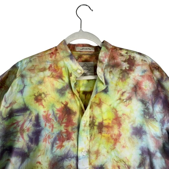 Axxa Men Size 16.5 Button Up Shirt Multicolor Oversized Mandarin Neckline Cotton - Picture 2 of 9